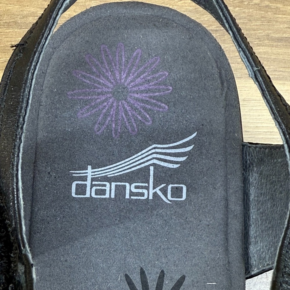 Dansko Iris Sandals 11 EU 41 Black Leather Comfort Ankle Strap Flats - Picture 11 of 12